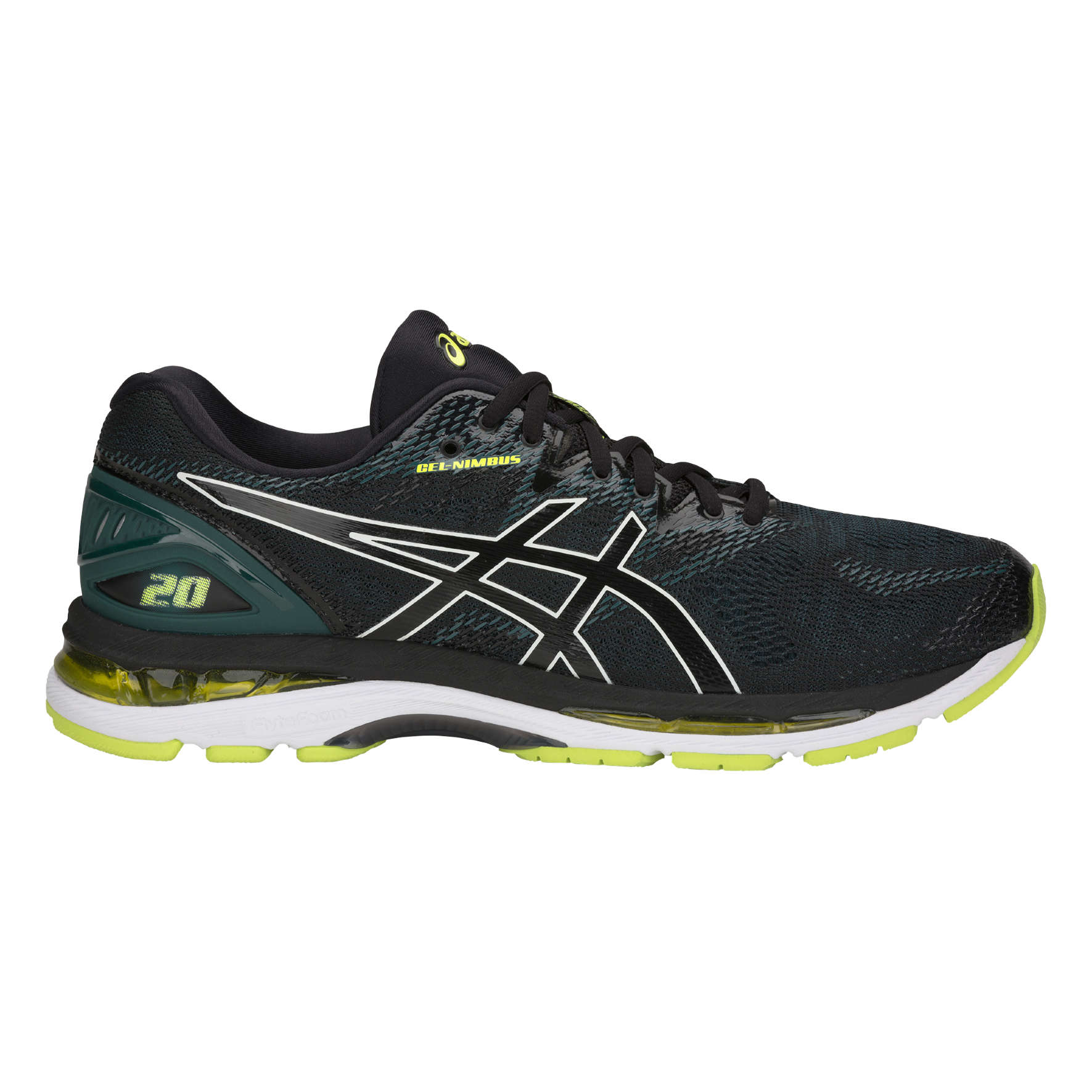 ASICS Gel Nimbus 20 Hardloopschoenen Zwart Groen Heren koop je bij Futurumshop