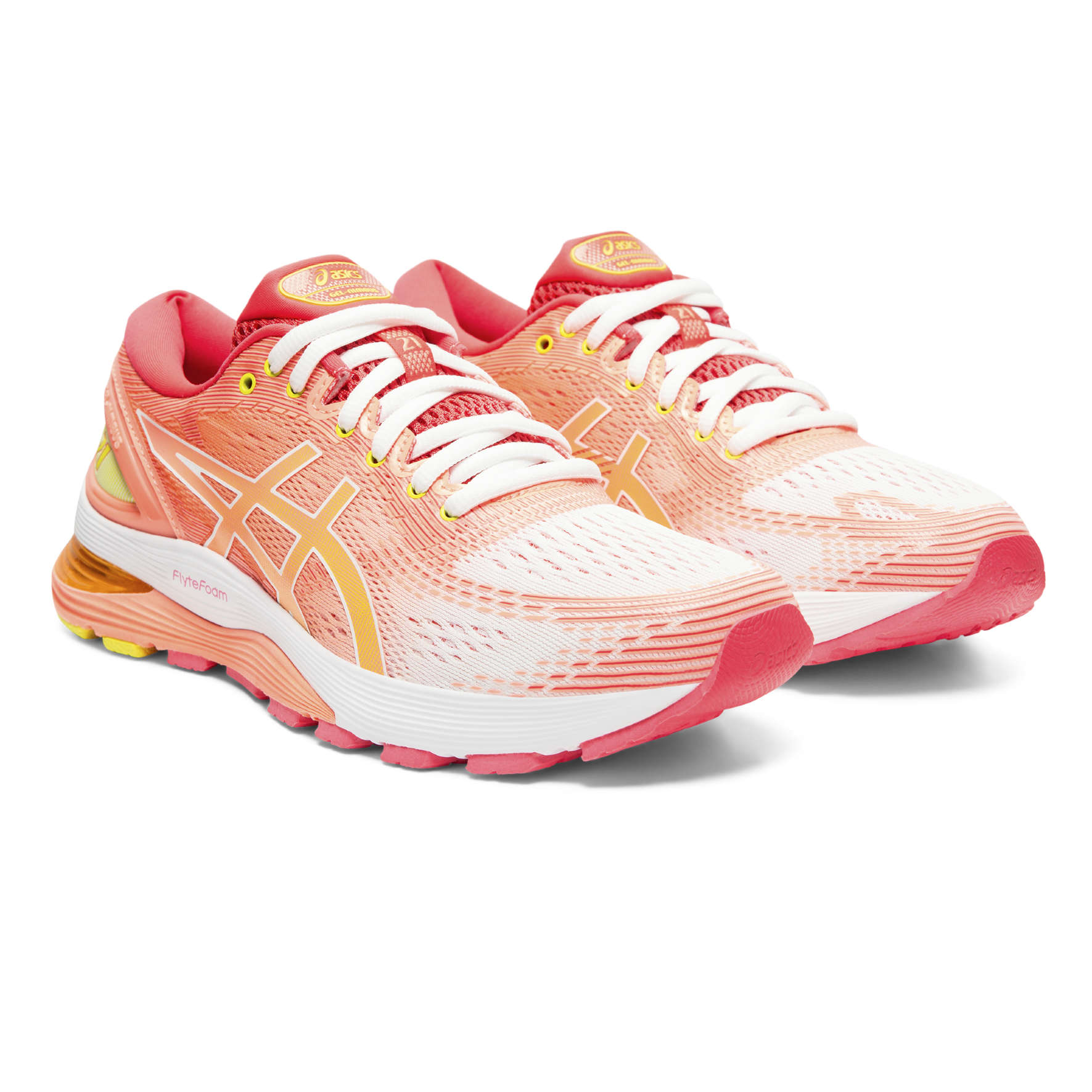 ASICS Gel Nimbus 21 Hardloopschoenen Roze/Oranje/Wit Dames