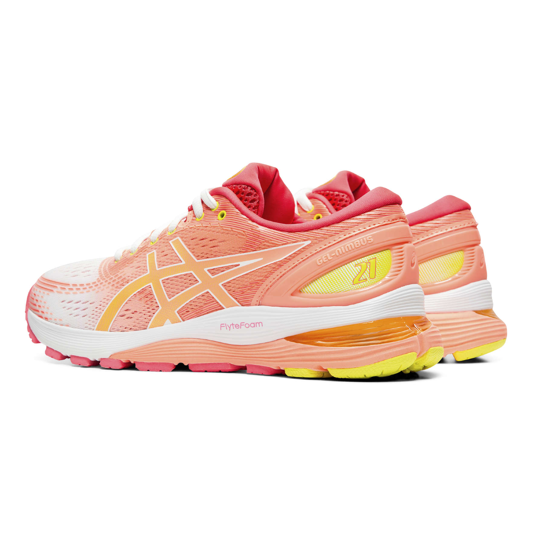 ASICS Gel Nimbus 21 Hardloopschoenen Roze/Oranje/Wit Dames