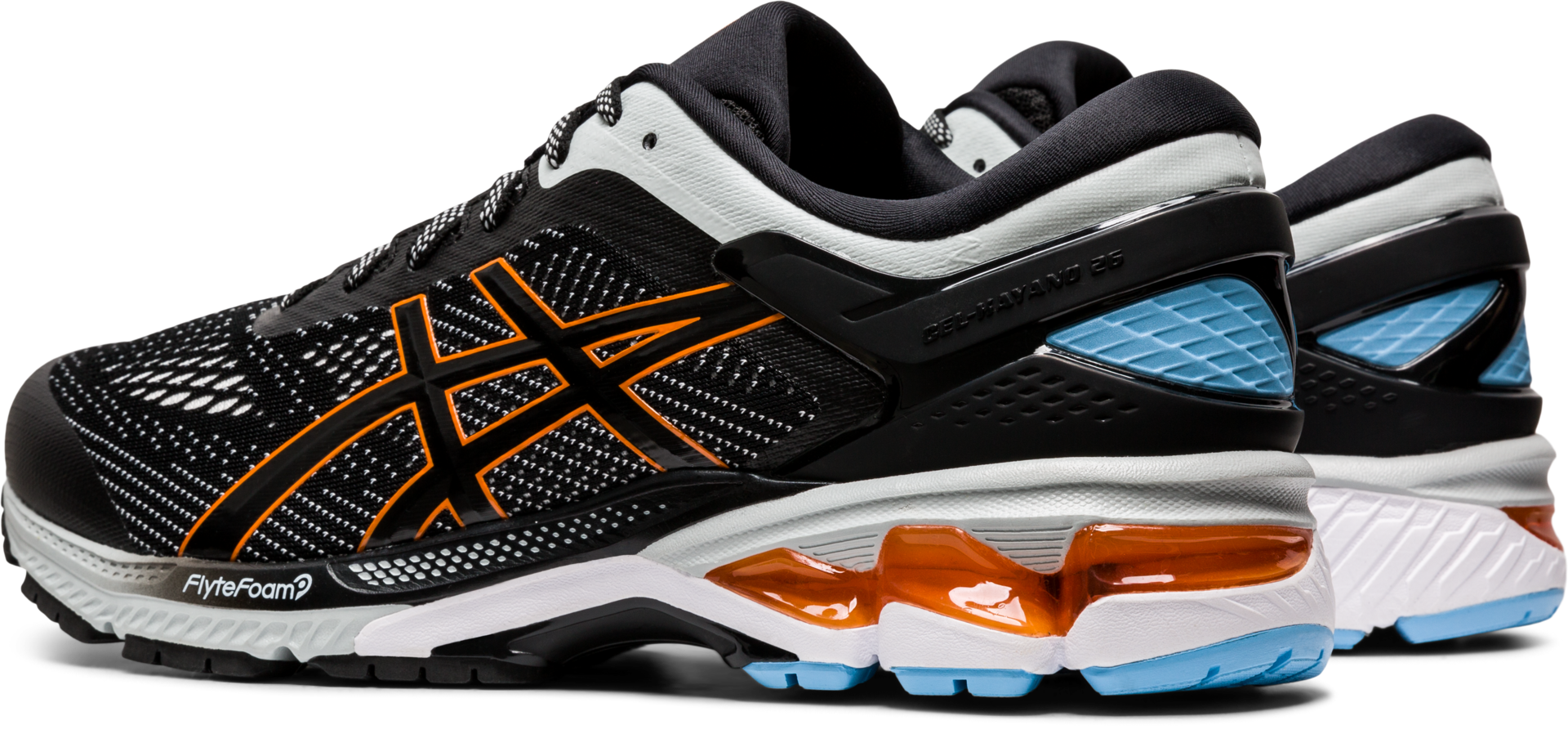 ASICS Gel Kayano 26 Hardloopschoenen Zwart/Oranje/Blauw Heren