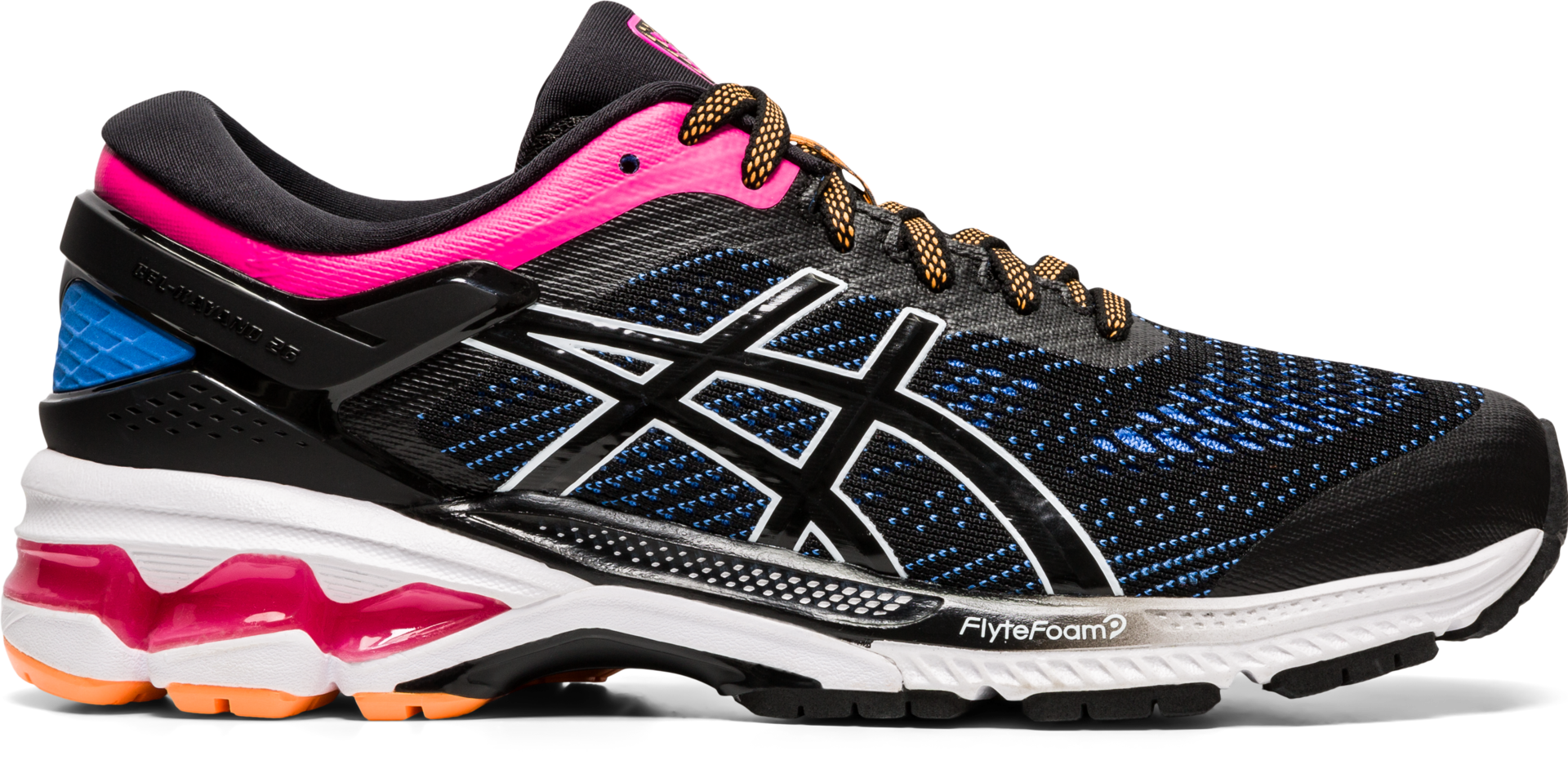 ASICS Gel Kayano 26 Hardloopschoenen Zwart/Blauw/Roze Dames