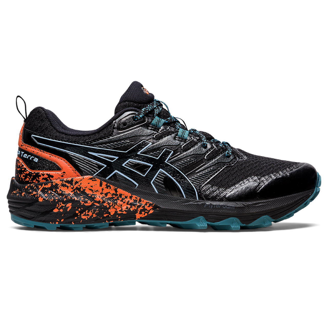 ASICS Gel Trabuco Terra Trail Hardloopschoenen Zwart Groen Oranje Dames koop je bij Futurumshop