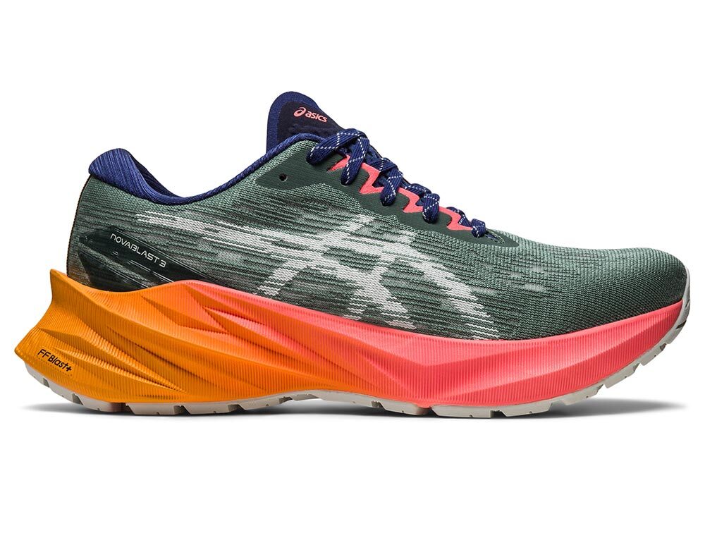 ASICS Novablast 3 Trail Hardloopschoenen Groen/Oranje/Roze Dames koop je  bij Futurumshop.nl