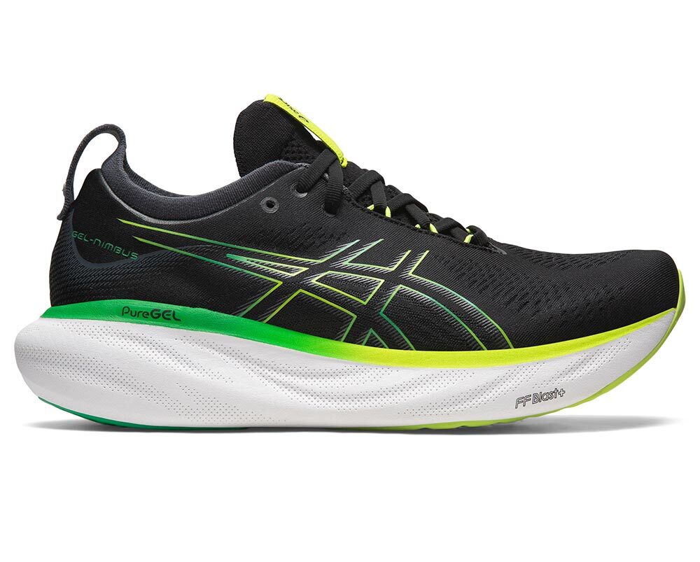 ASICS Gel-Nimbus 25 Hardloopschoenen Zwart/Groen/Geel Heren