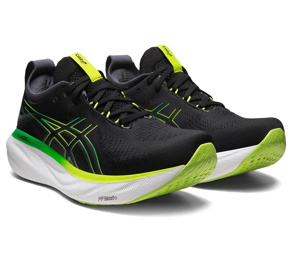 ASICS Gel-Nimbus 25 Hardloopschoenen Zwart/Groen/Geel Heren