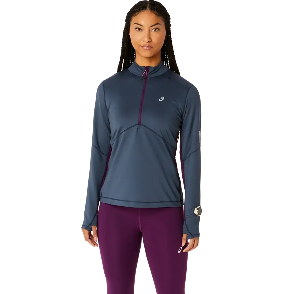 ASICS Winter Run 1/2 Zip Hardloopshirt Lange Mouwen Grijs/Paars Dames