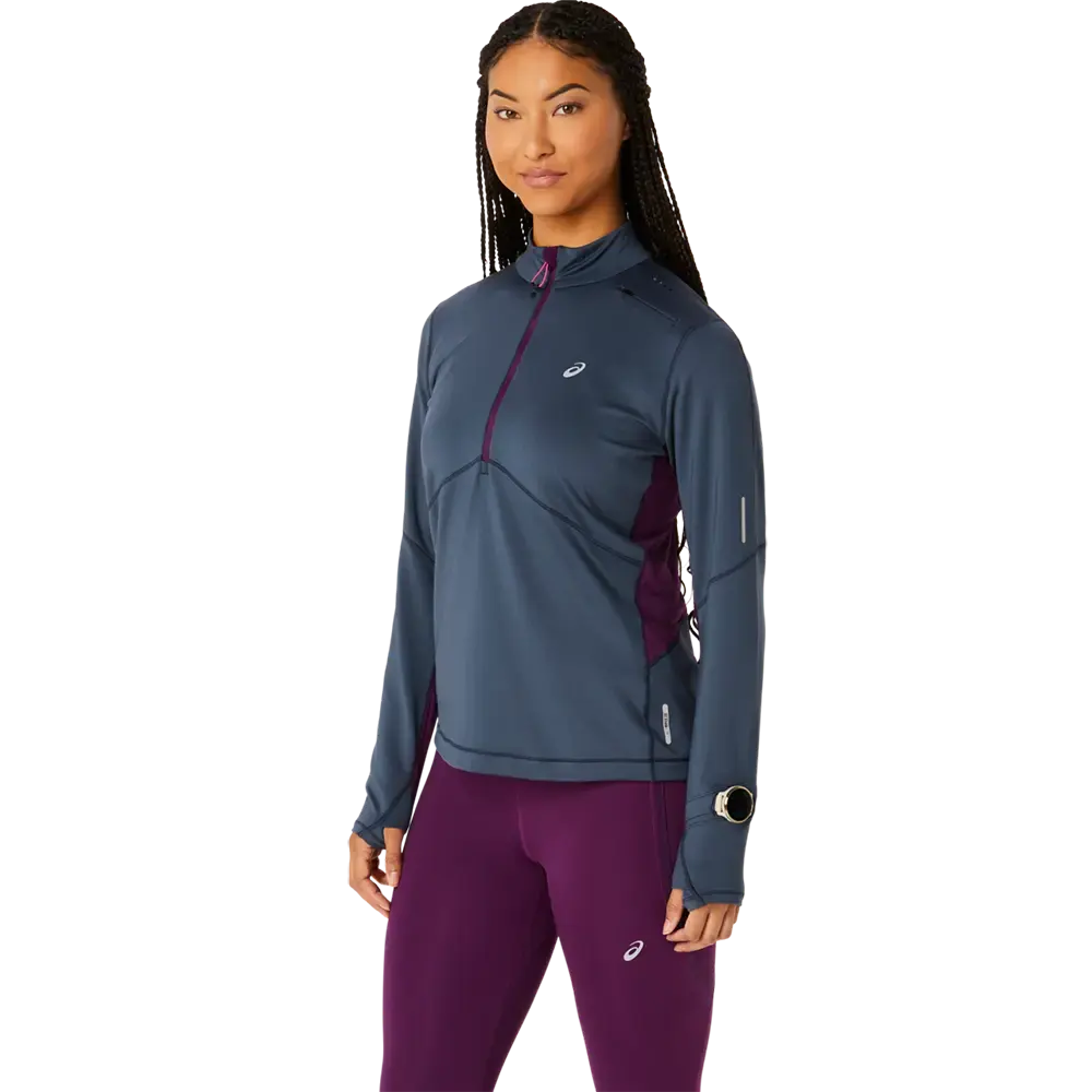 ASICS Winter Run 1/2 Zip Hardloopshirt Lange Mouwen Grijs/Paars Dames