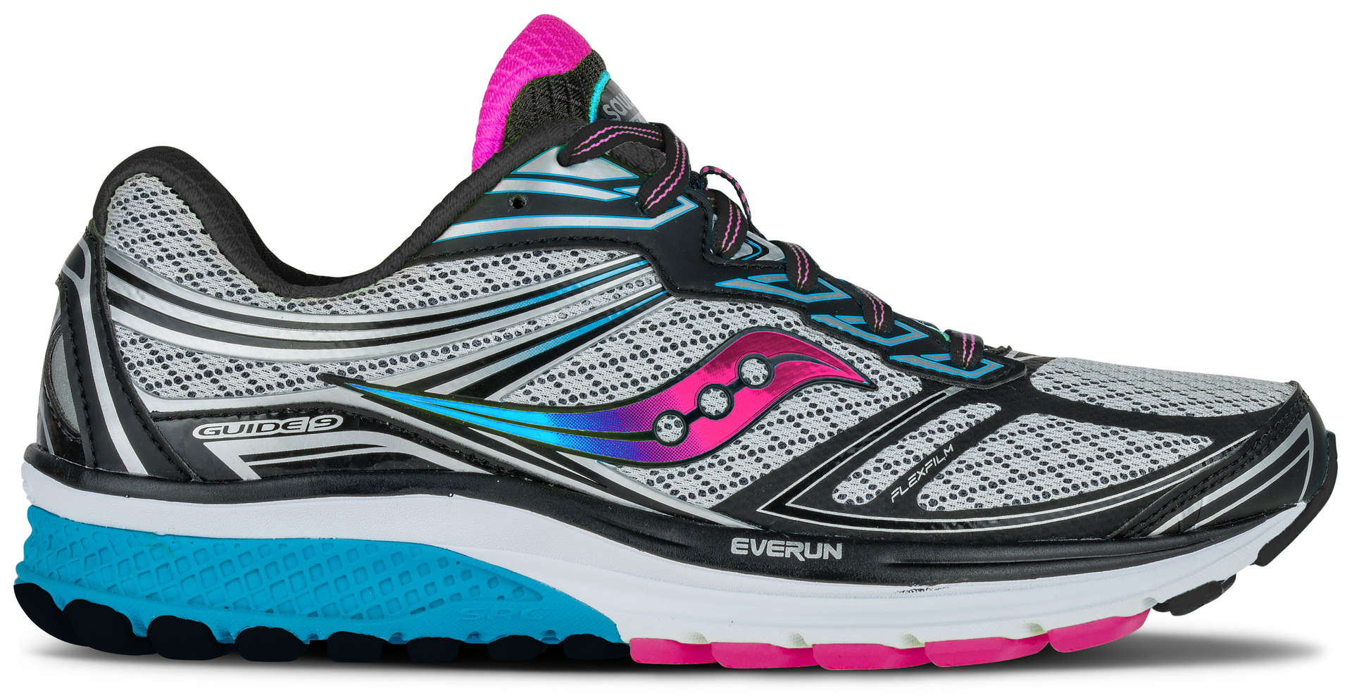 Saucony Guide 9 Hardloopschoenen Grijs/Blauw/Roze Dames