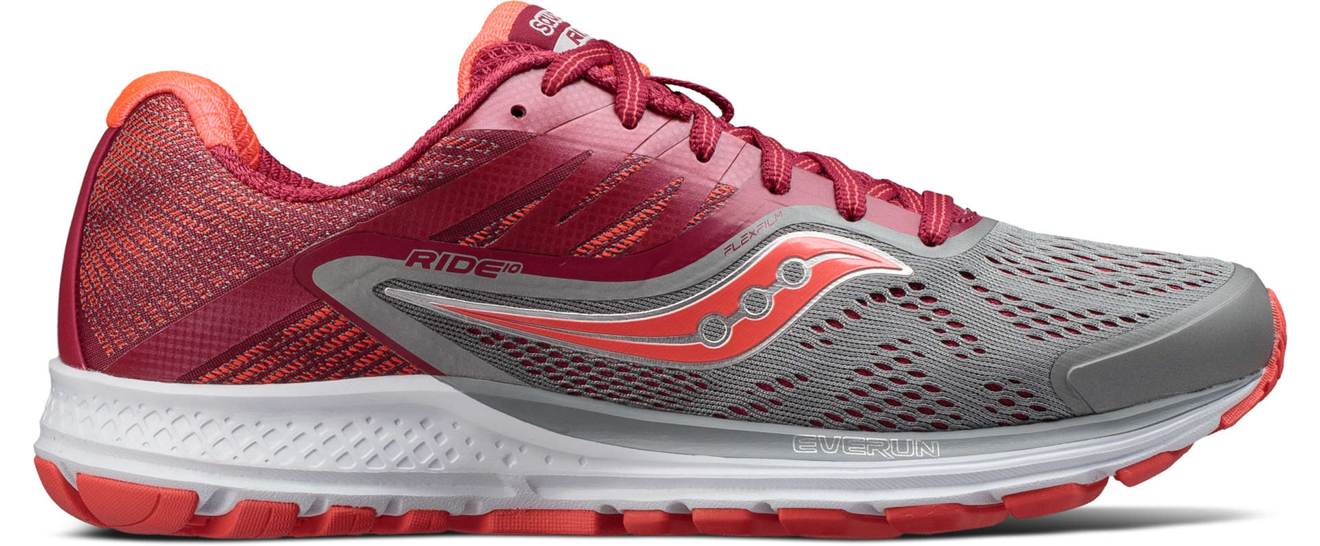 Saucony Ride 10 Hardloopschoenen Grijs/Paars Dames koop je bij  Futurumshop.nl