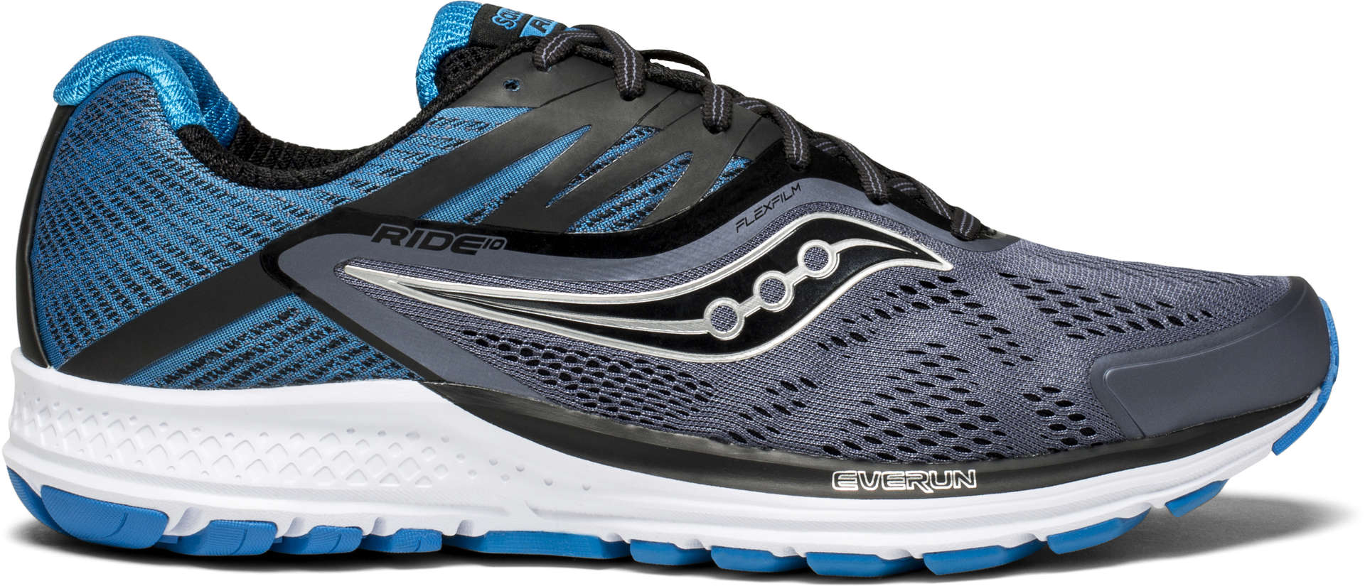 Saucony Ride 10 Hardloopschoenen Grijs/Zwart/Blauw Heren