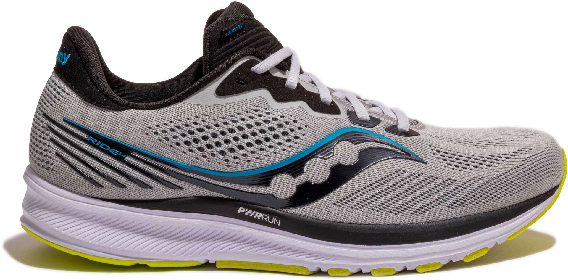 Saucony Ride 14 Hardloopschoenen Grijs/Groen/Blauw Heren koop je bij  Futurumshop.nl