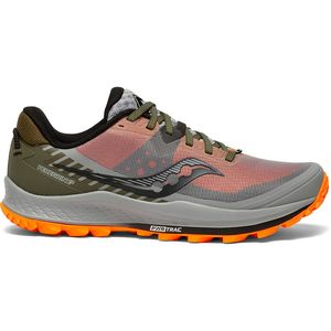Saucony Peregrine 11 Trail Hardloopschoenen Grijs/Oranje/Donkergroen Heren  koop je bij Futurumshop.nl