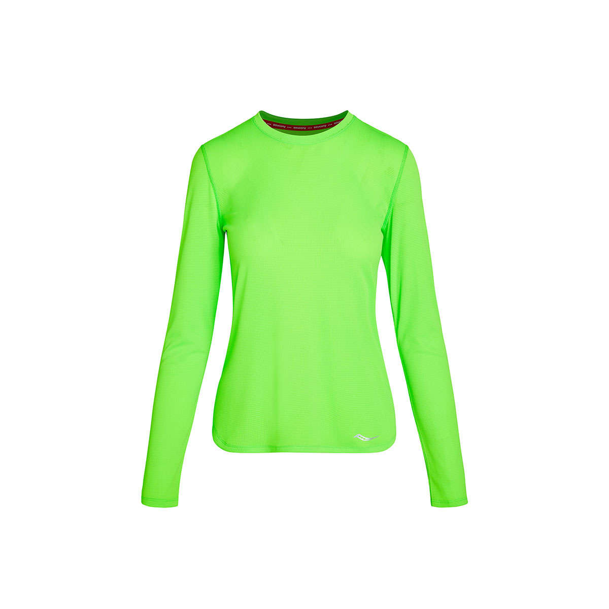 Saucony Stopwatch Hardloopshirt Lange Mouwen Fluo Groen Dames