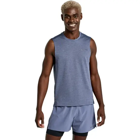 Saucony Elevate Hardloopshirt Zonder Mouwen Donkerblauw Heren koop je bij Futurumshop