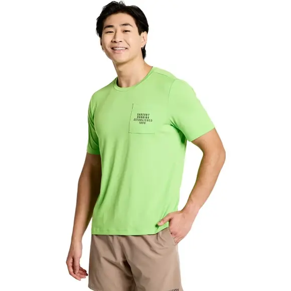 Saucony Explorer Hardloopshirt Korte Mouwen Groen Heren