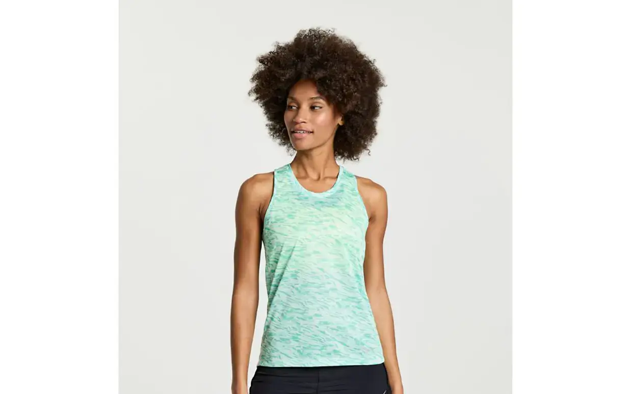 Saucony Stopwatch Graphic Hardloop Singlet Groen Dames