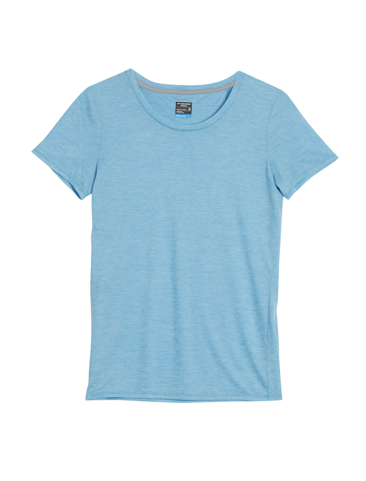 Icebreaker Sphere Crewe Stripe Shirt Korte Mouwen Blauw/Wit Dames