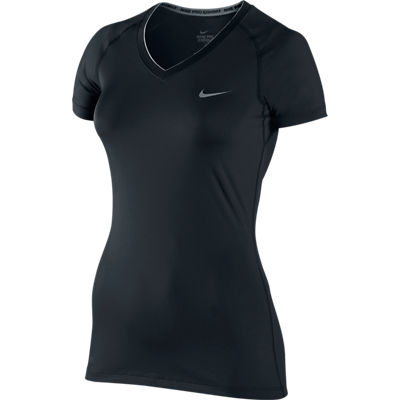 Nike Pro SS V Neck II Shirt Black Dames 
