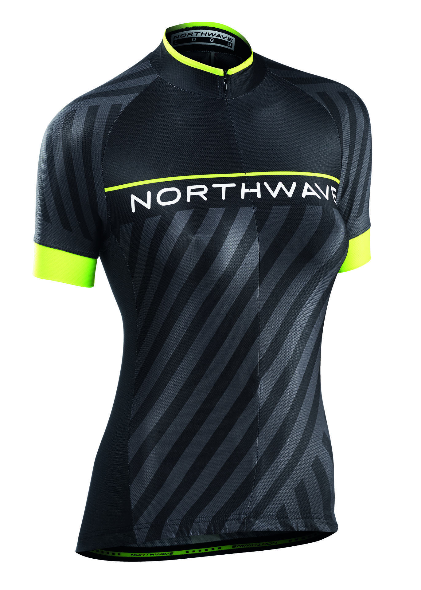 Northwave Logo 3 Fietsshirt Korte Mouwen Zwart/Fluo Geel Dames