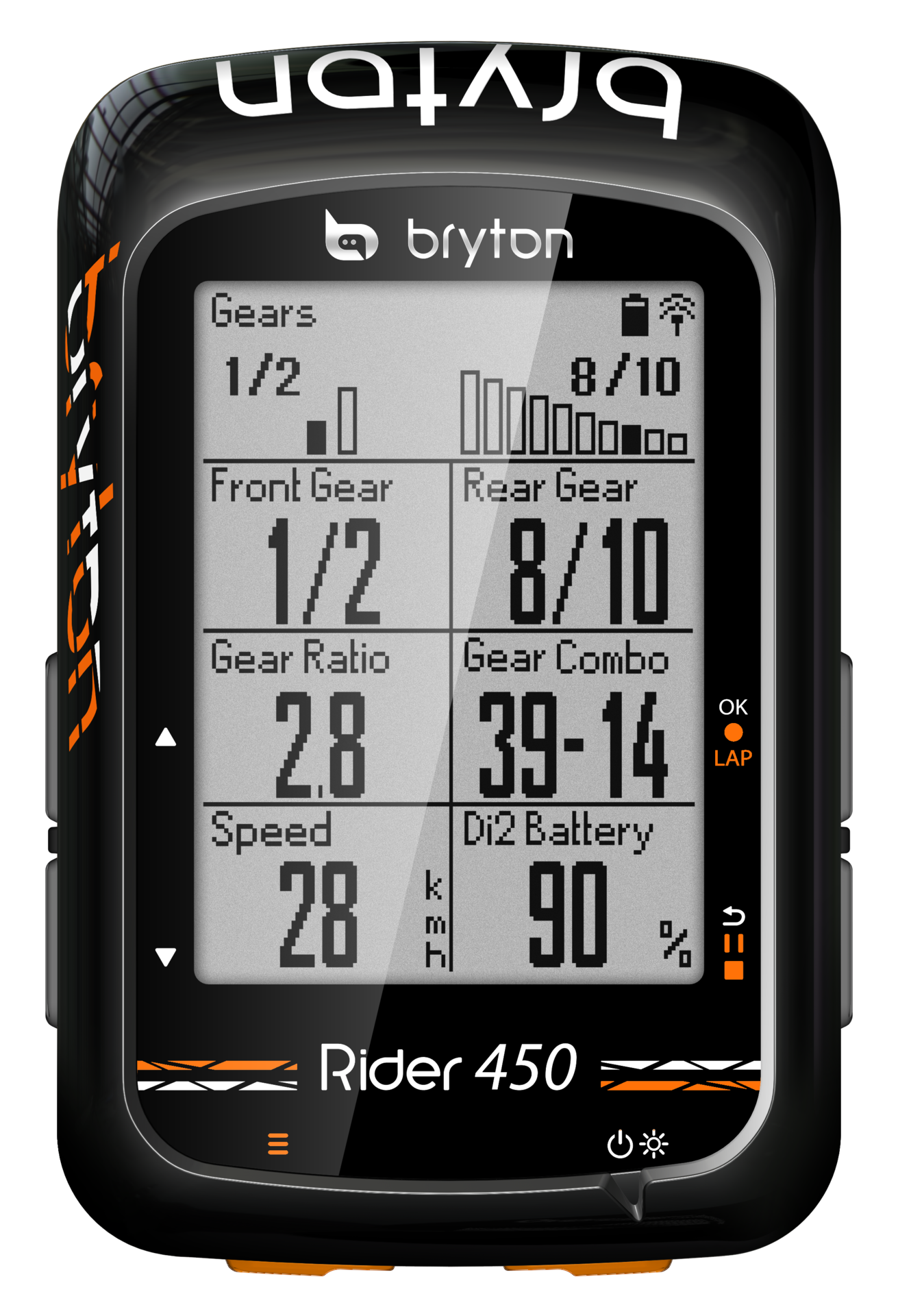 Bryton Rider 450E GPS Fietscomputer Zwart Oranje
