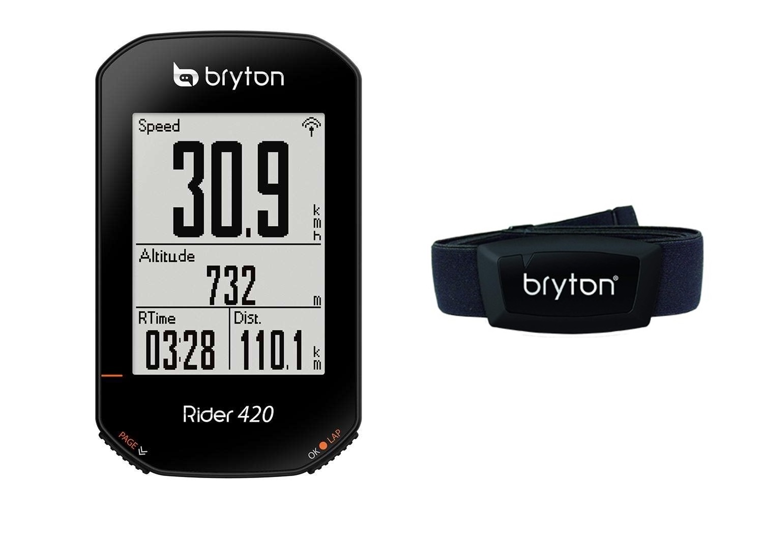 Bryton Rider 420H GPS Fietscomputer met Hartslagmeter Zwart 