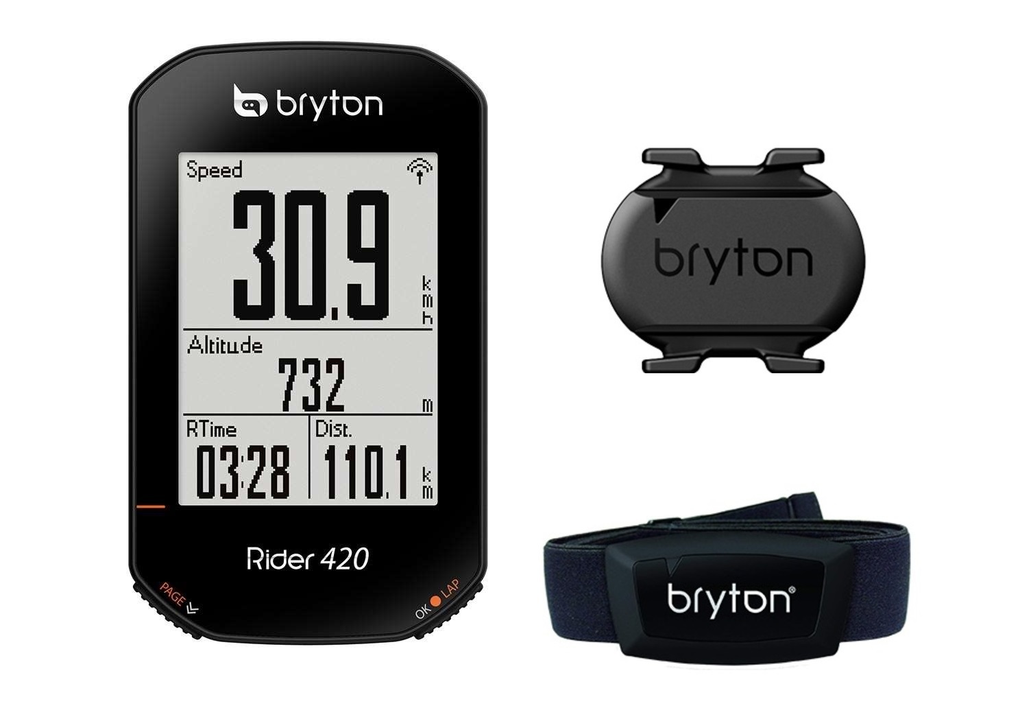 Bryton Rider 420T GPS Fietscomputer met Hartslagmeter en Cadanssensor Zwart