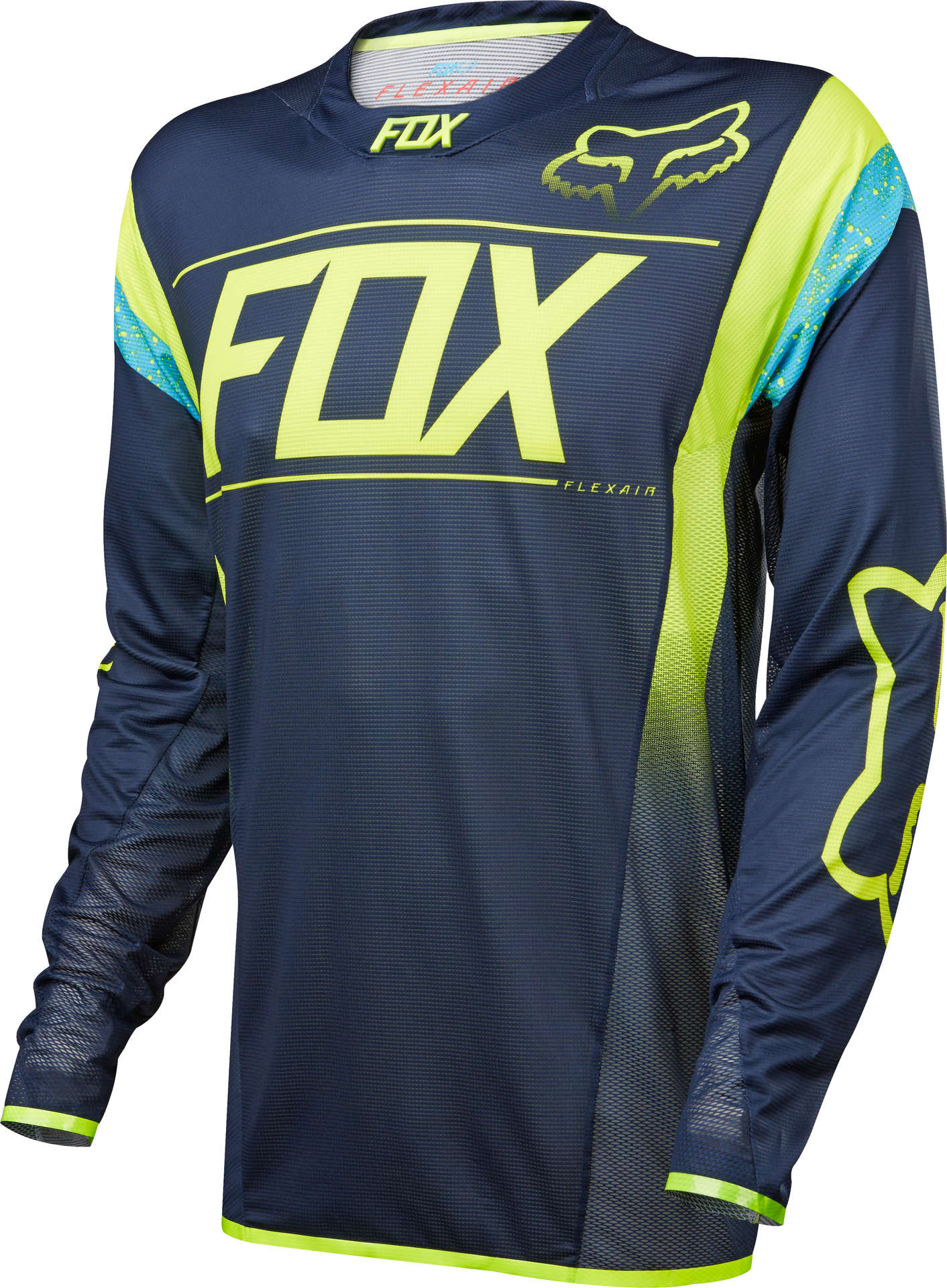 Fox Flexair Downhill Fietsshirt Lange Mouwen Blauw/Groen Heren