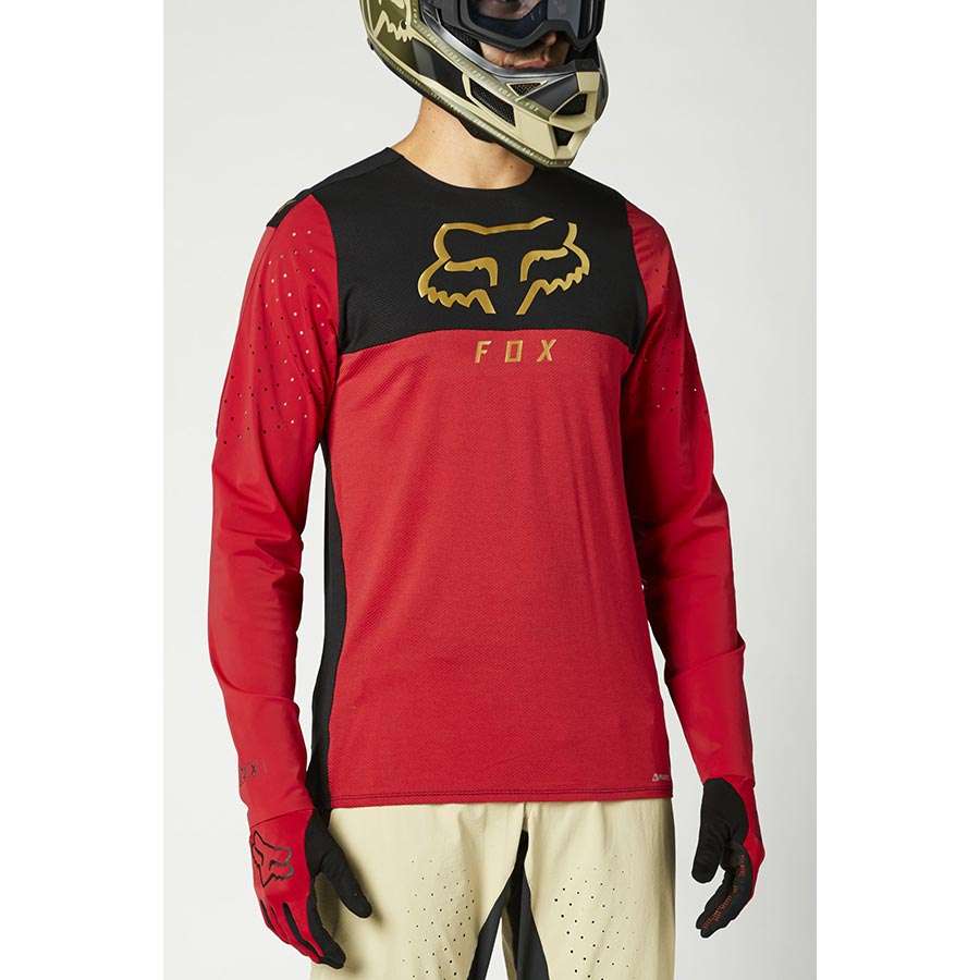 Fox Flexair Delta MTB Fietsshirt Lange Mouwen Rood/Zwart Heren