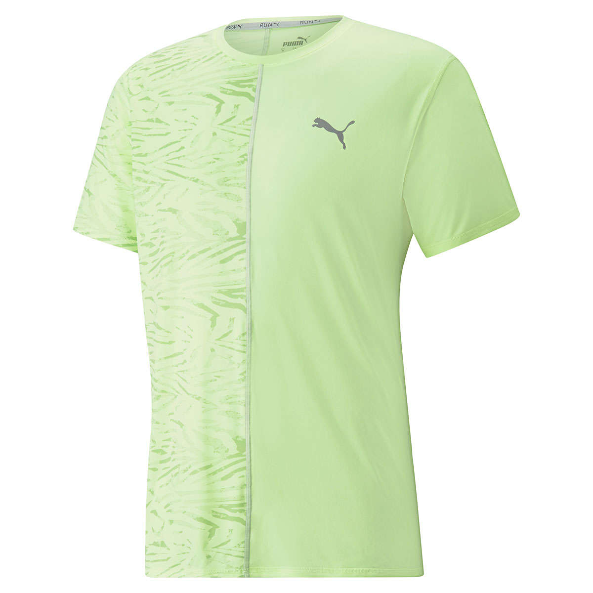 PUMA Graphics Hardloopshirt Korte Mouwen Limegroen Heren