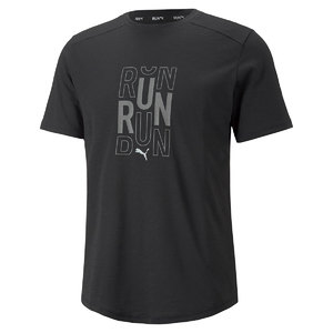 PUMA Run Logo Hardloopshirt Korte Mouwen Zwart Heren