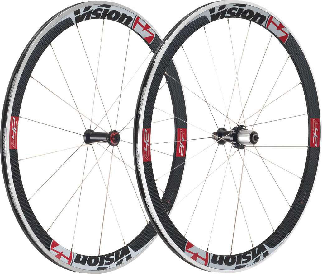 Vision Trimax T42 Clincher Wielset Zwart/Wit/Rood