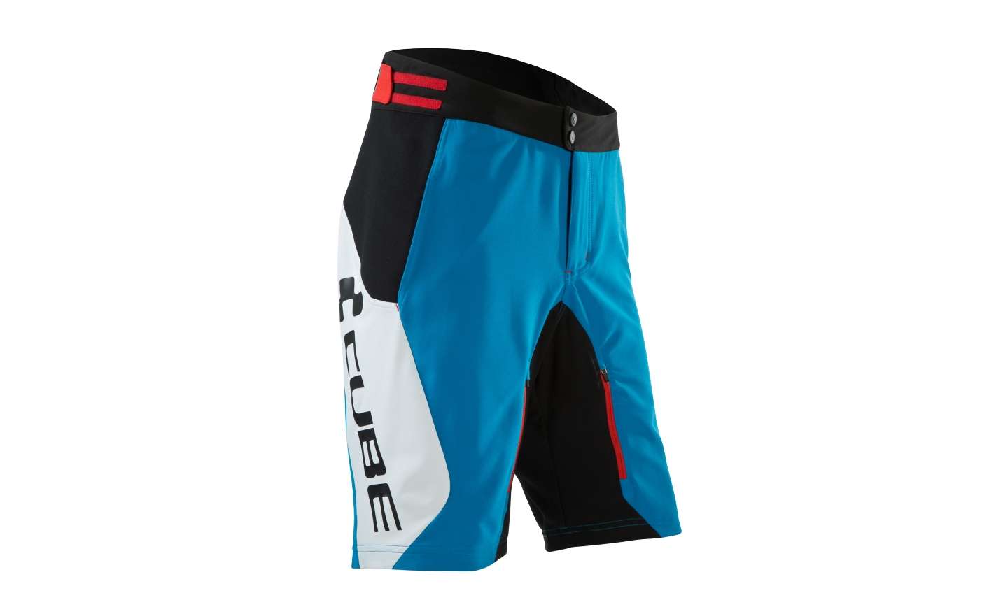 Cube Teamline Fietsbroek Kort Wit/Zwart/Blauw Heren