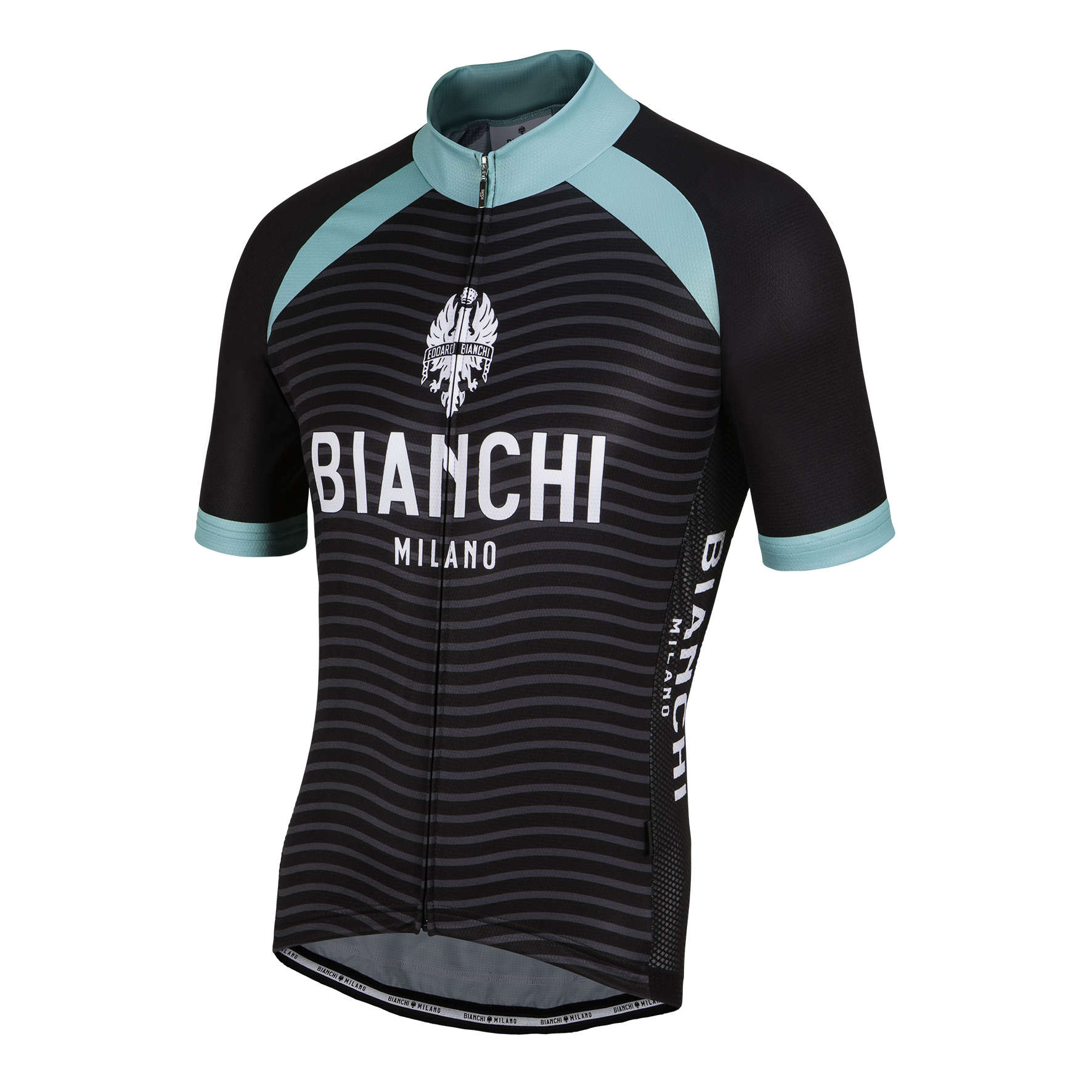 Bianchi Milano Meja Fietsshirt Korte Mouwen Zwart/Celeste Heren