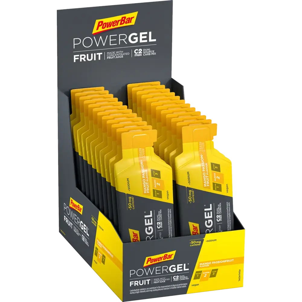 PowerBar Fruitgel Mango/Passievrucht Cafeïne Gel 24 stuks