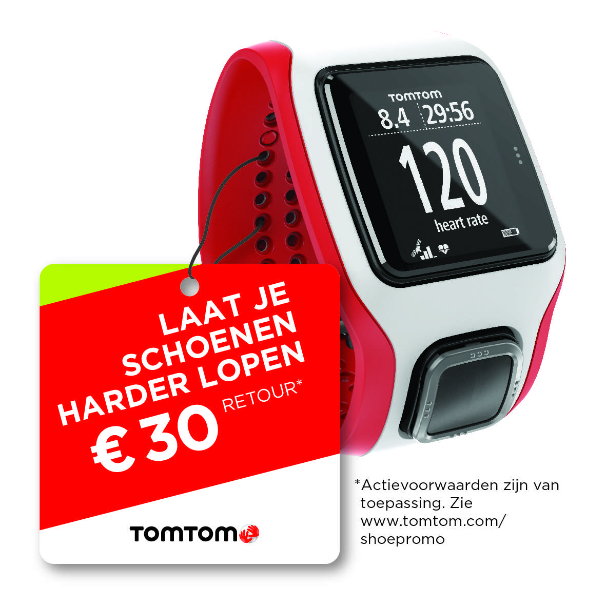 TomTom Multi-Sport Cardio HRM GPS-sporthorloge Wit/Rood