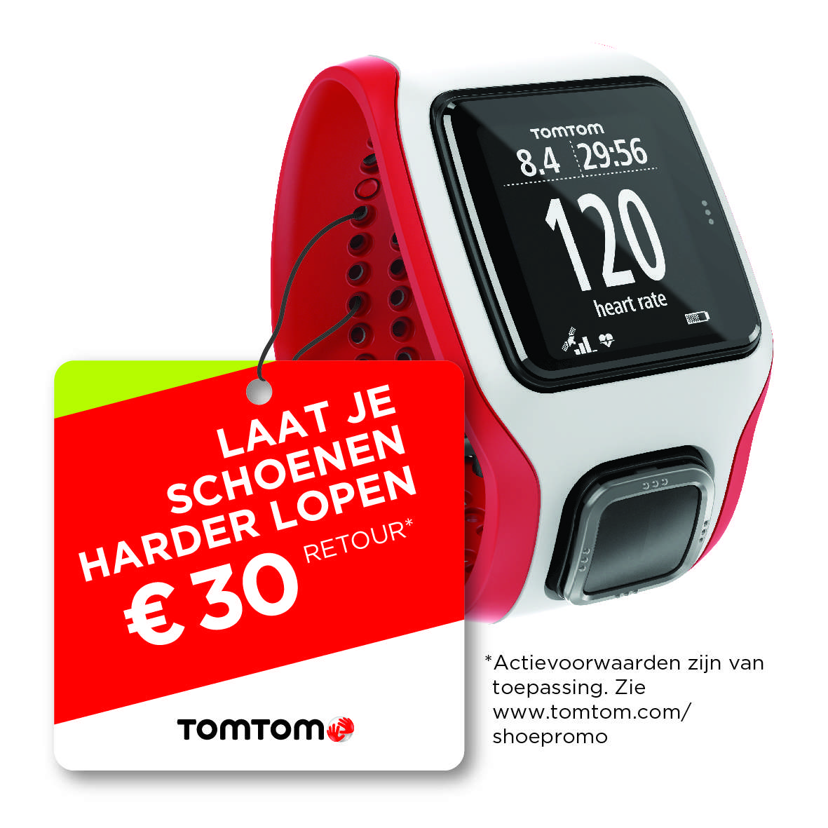 TomTom Runner Cardio GPS-sporthorloge Wit/Rood