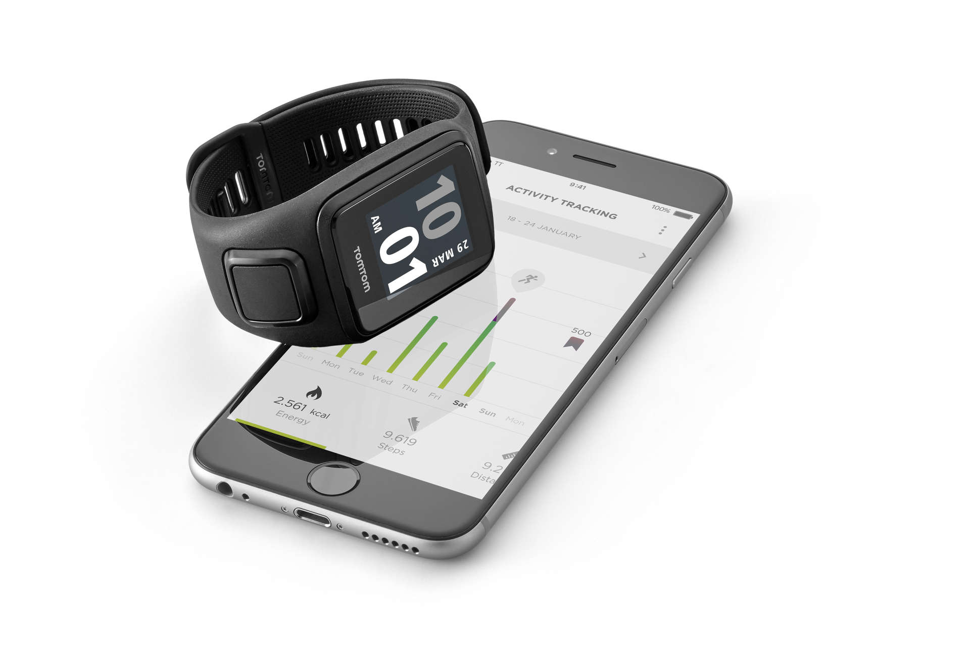 TomTom Runner 3 Music Large GPS-horloge + Bluetooth Koptelefoon Zwart/Groen