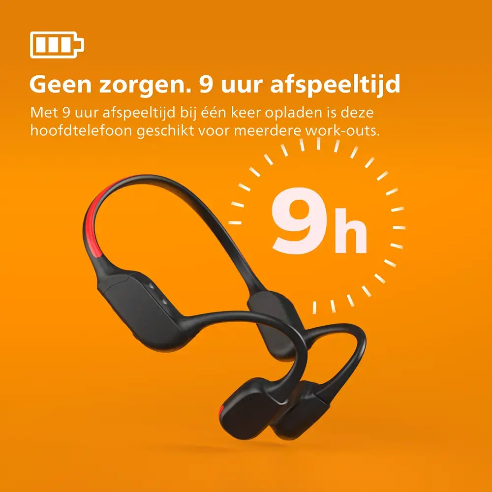 Philips GO Sports Open Ear Koptelefoon met LED Zwart/Rood