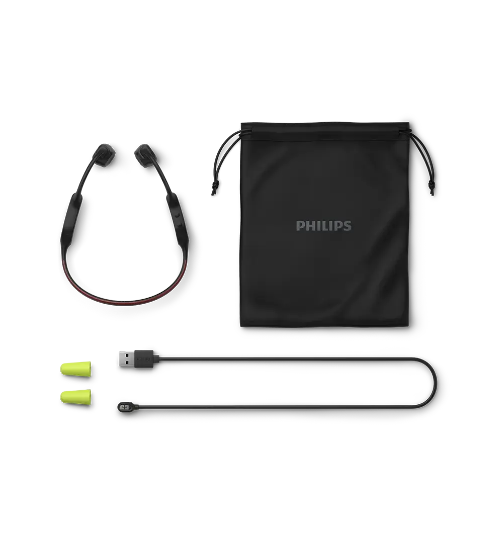 Philips GO Sports Open Ear Koptelefoon met LED Zwart/Rood