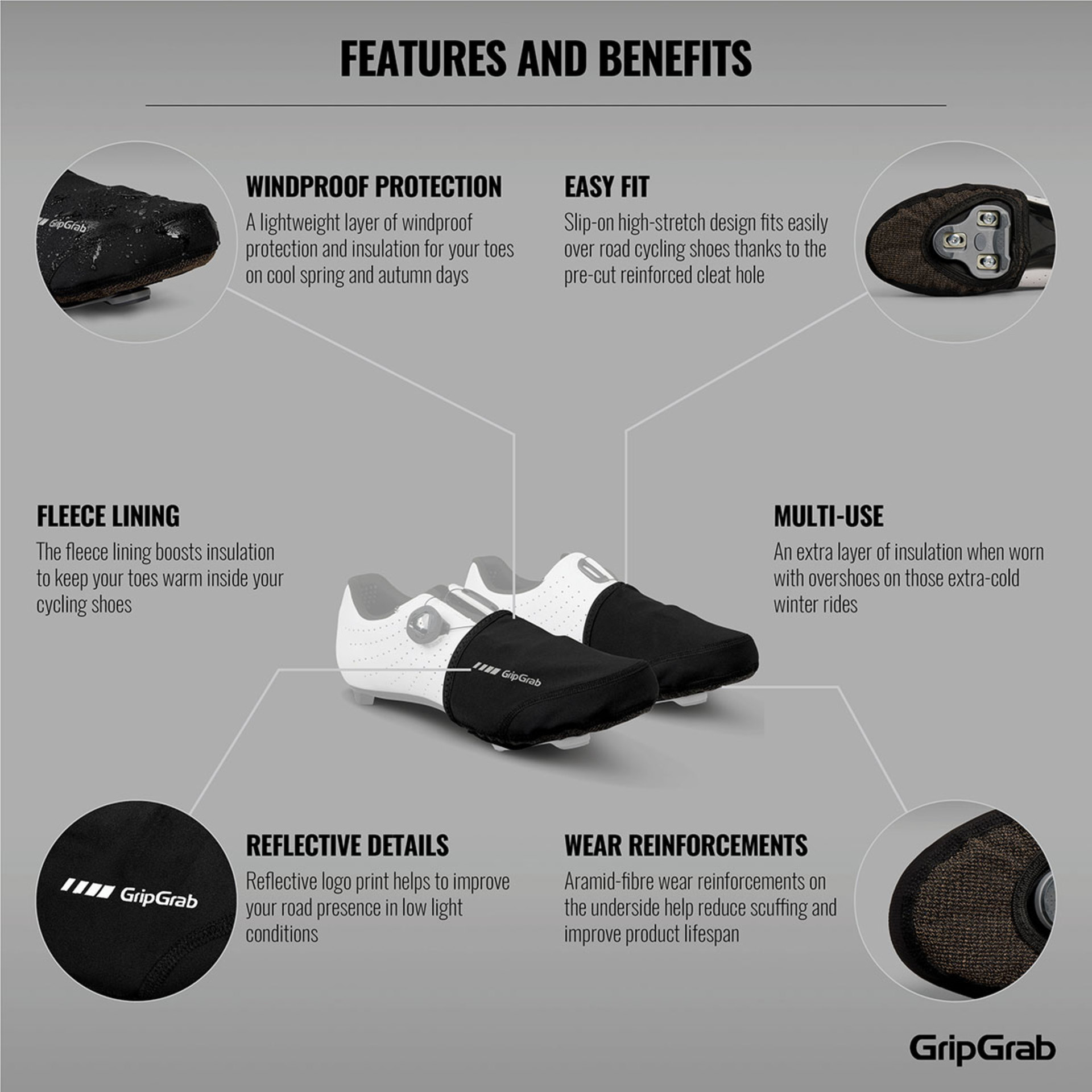 GripGrab Windproof Toe Cover Zwart