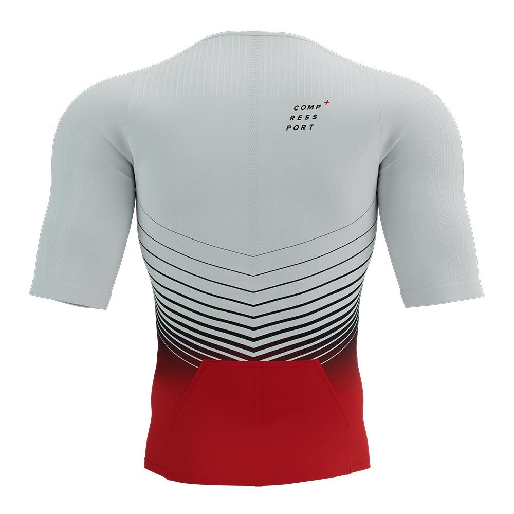 Compressport Tri Postural Aero Triathlon Shirt Korte Mouwen Wit/Rood Heren