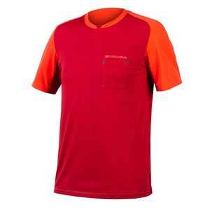 Endura GV500 Foyle Tech Gravel Fietsshirt Korte Mouwen Oranje/Rood Heren
