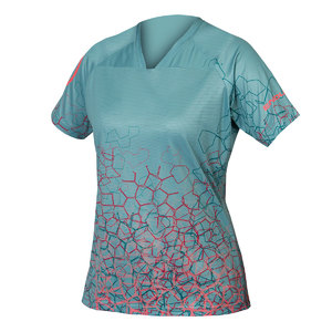 Endura SingleTrack Print MTB Fietsshirt Korte Mouwen Blauw/Roze Dames