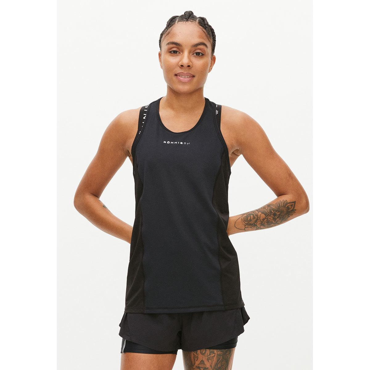 Röhnisch Kay Back Hardloop Singlet Zwart Dames