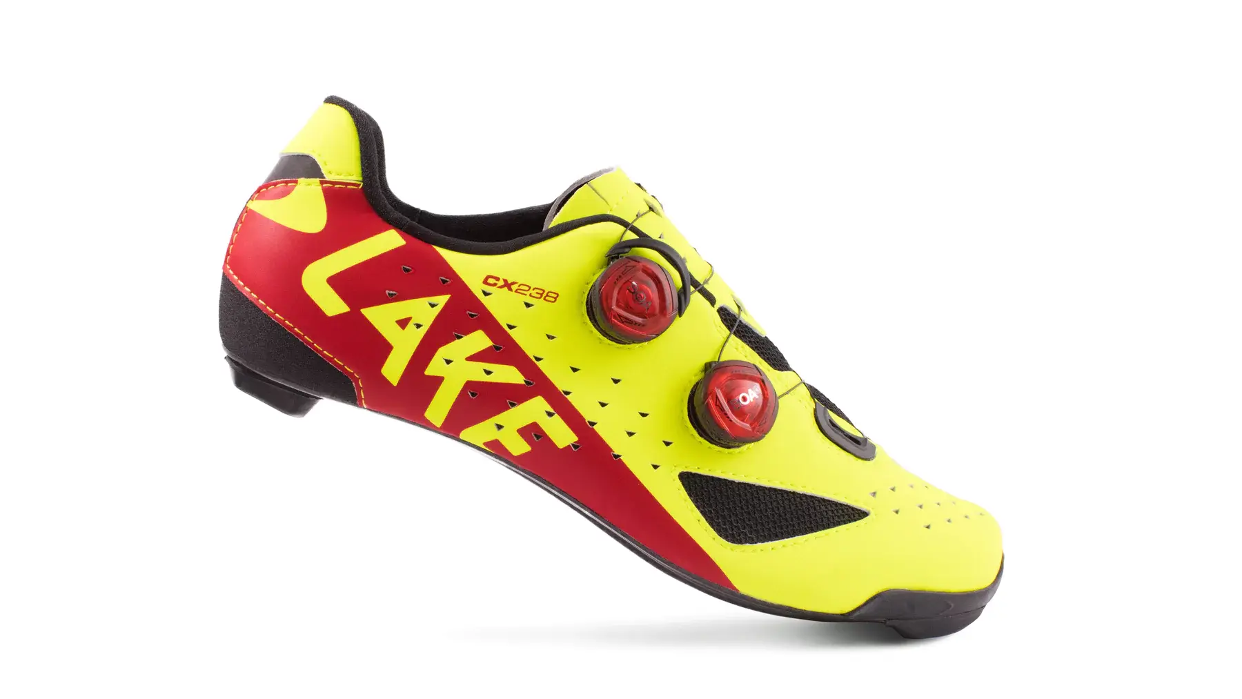 Lake CX238 Wielrenschoenen HiViz Geel/Rood Heren