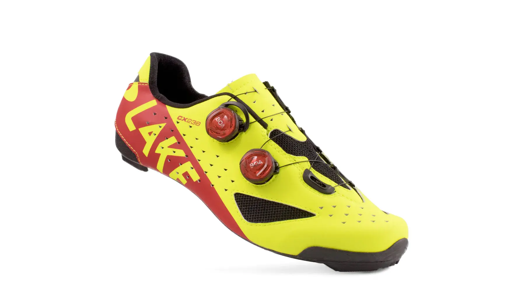 Lake CX238 Wielrenschoenen HiViz Geel/Rood Heren