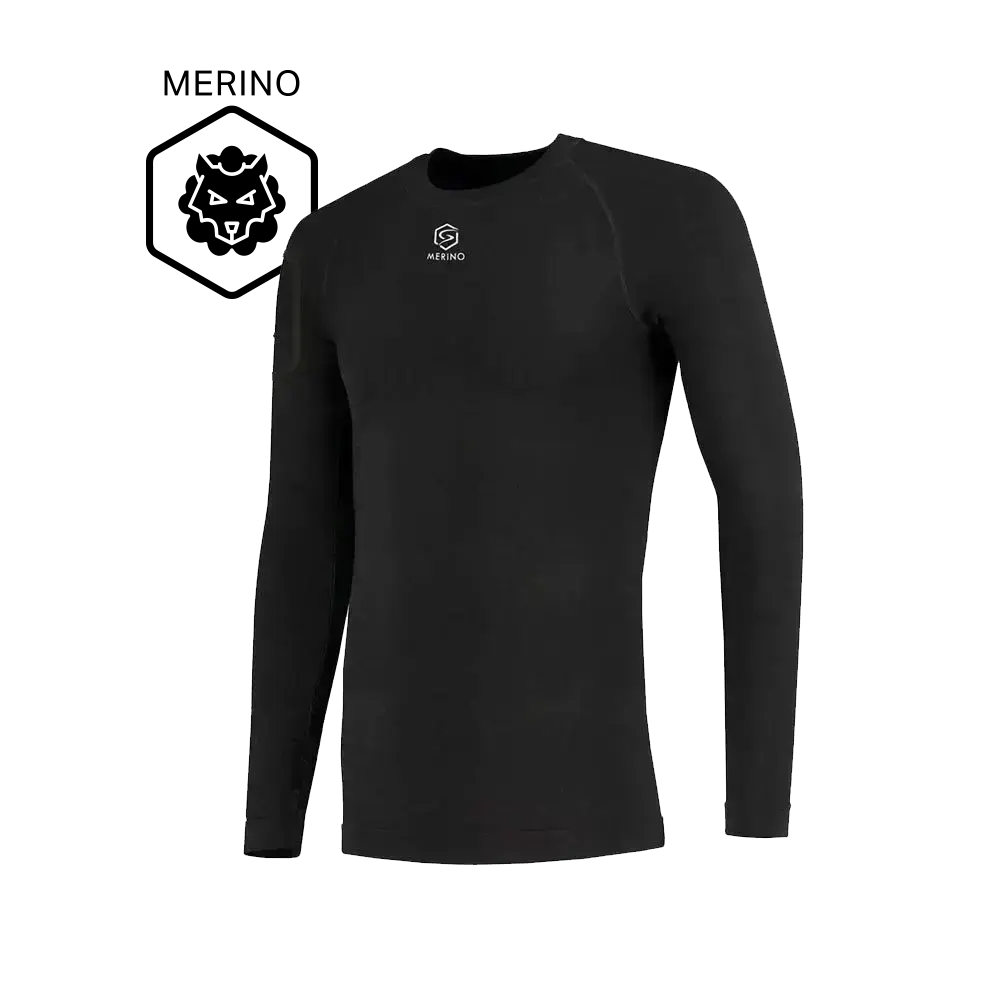 FUTURUM 4 SEASONS Warm Merino Thermoshirt Lange Mouwen Zwart Heren