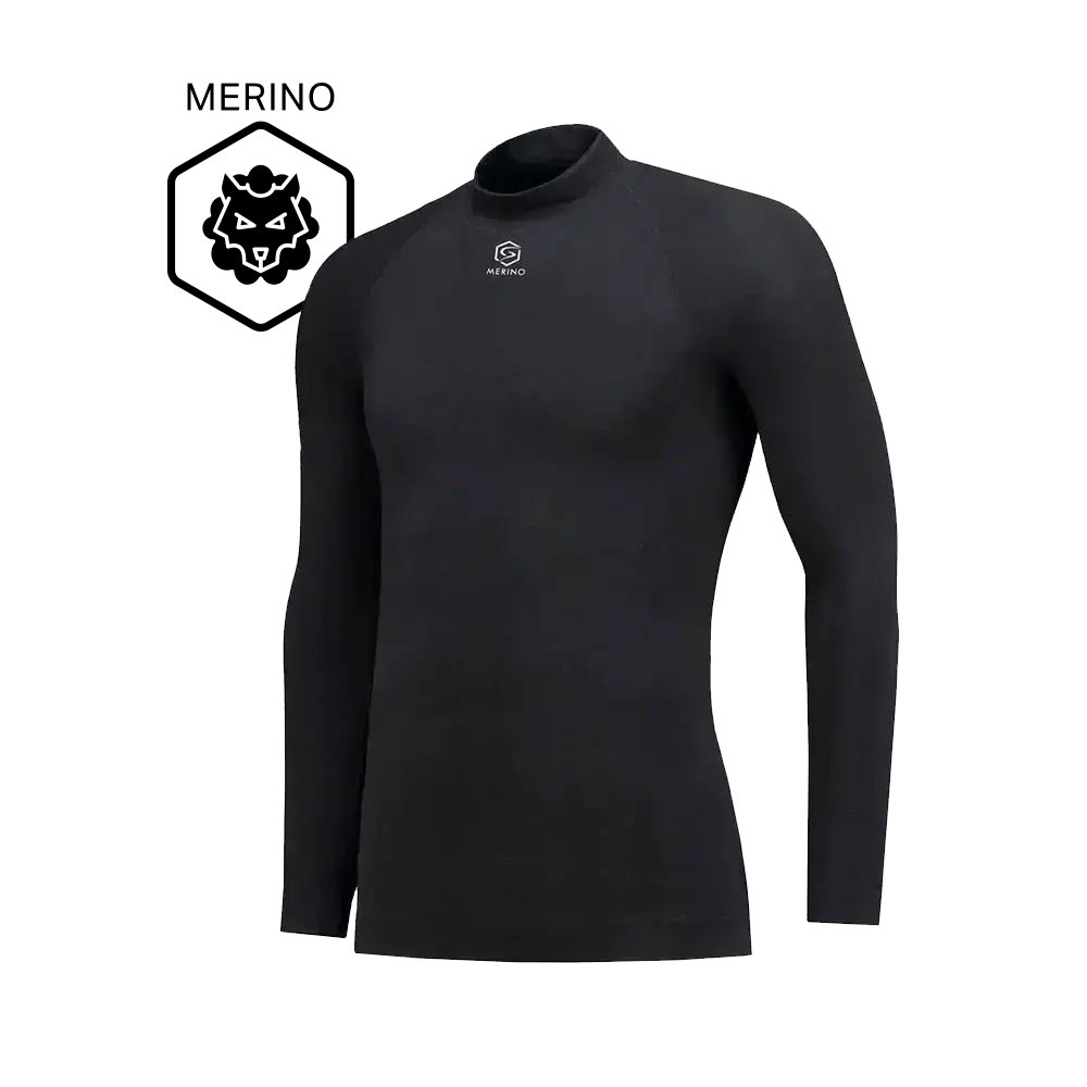 FUTURUM 4 SEASONS Extra Warm Merino Thermoshirt Lange Mouwen Zwart Heren