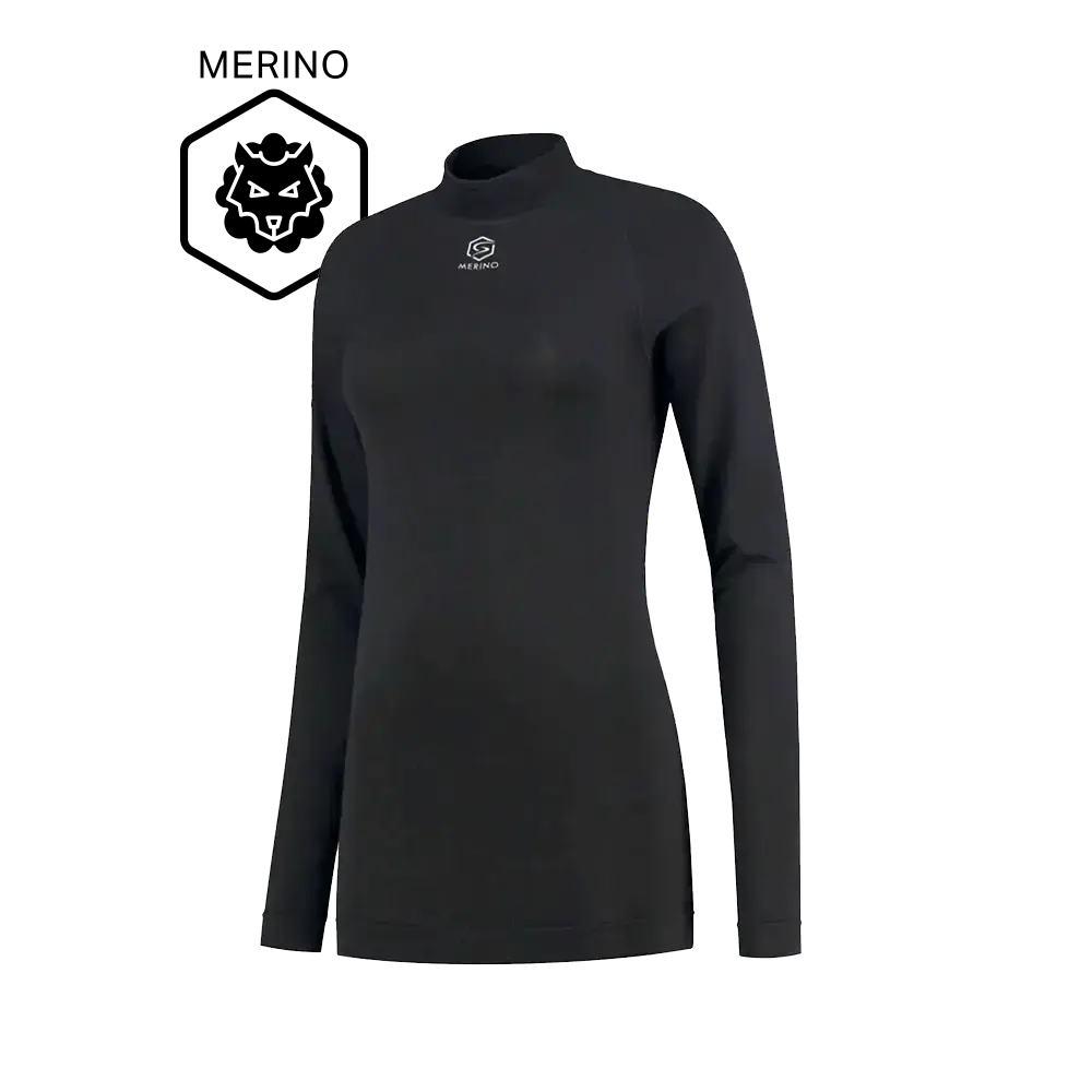 FUTURUM 4 SEASONS Extra Warm Merino Thermoshirt Lange Mouwen Zwart Dames