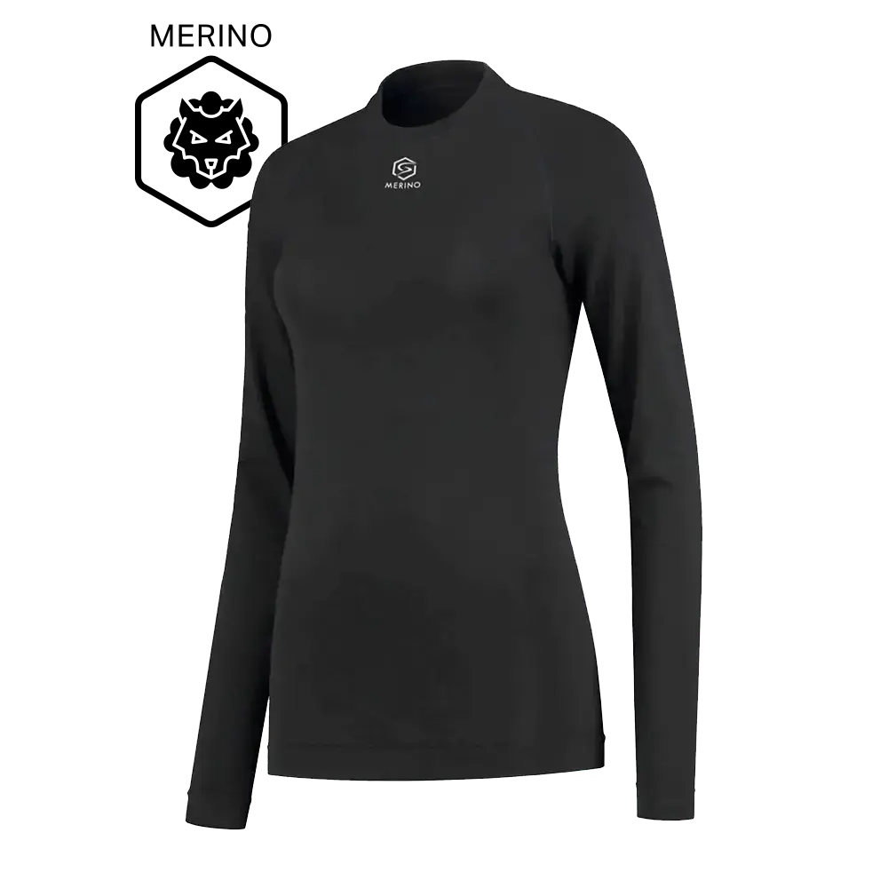 FUTURUM 4 SEASONS Warm Merino Thermoshirt Lange Mouwen Zwart Dames